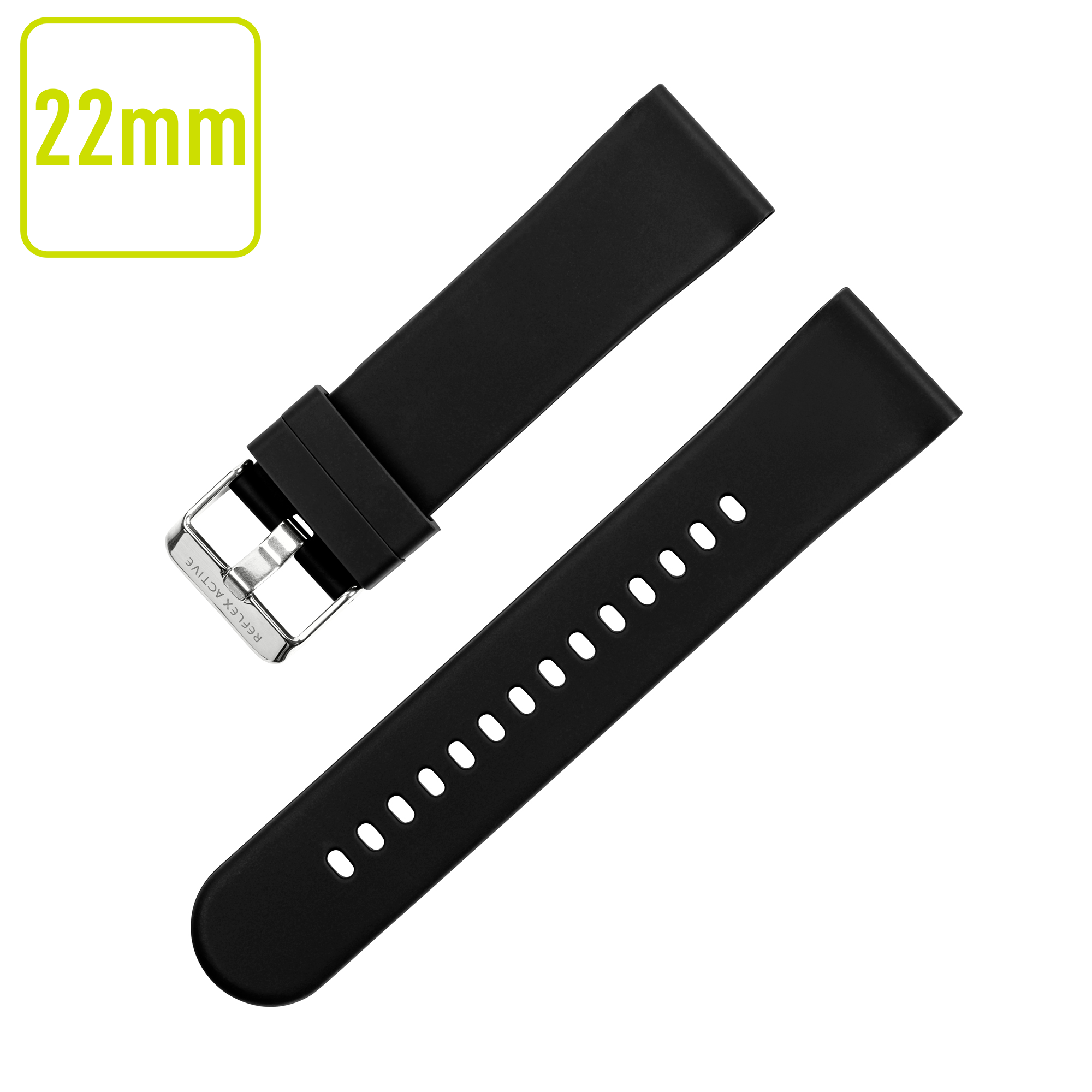 Reflex Active cinturino 22mm silicone nero fibbia argento
