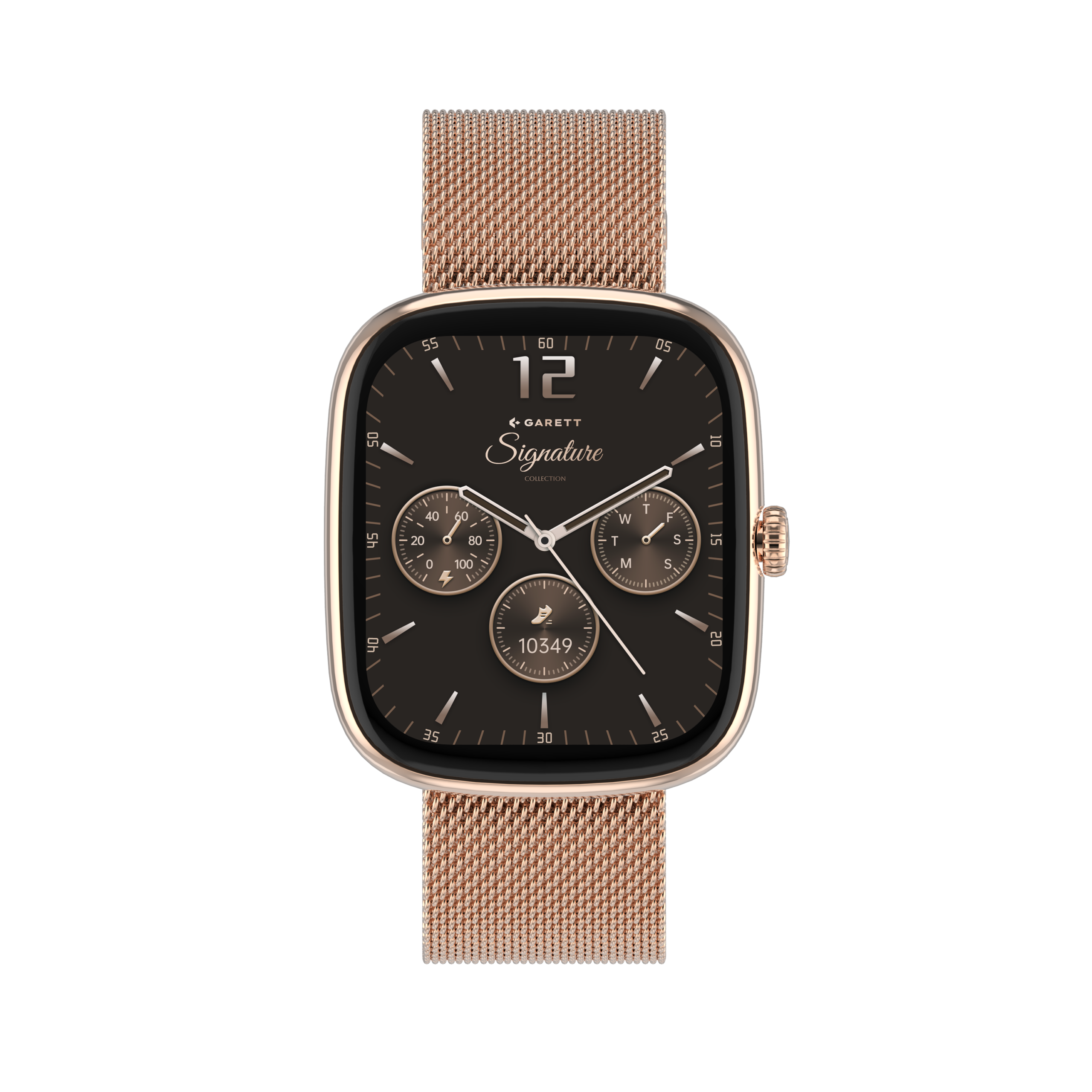 Garett Flow smartwatch oro rosa mesh AMOLED