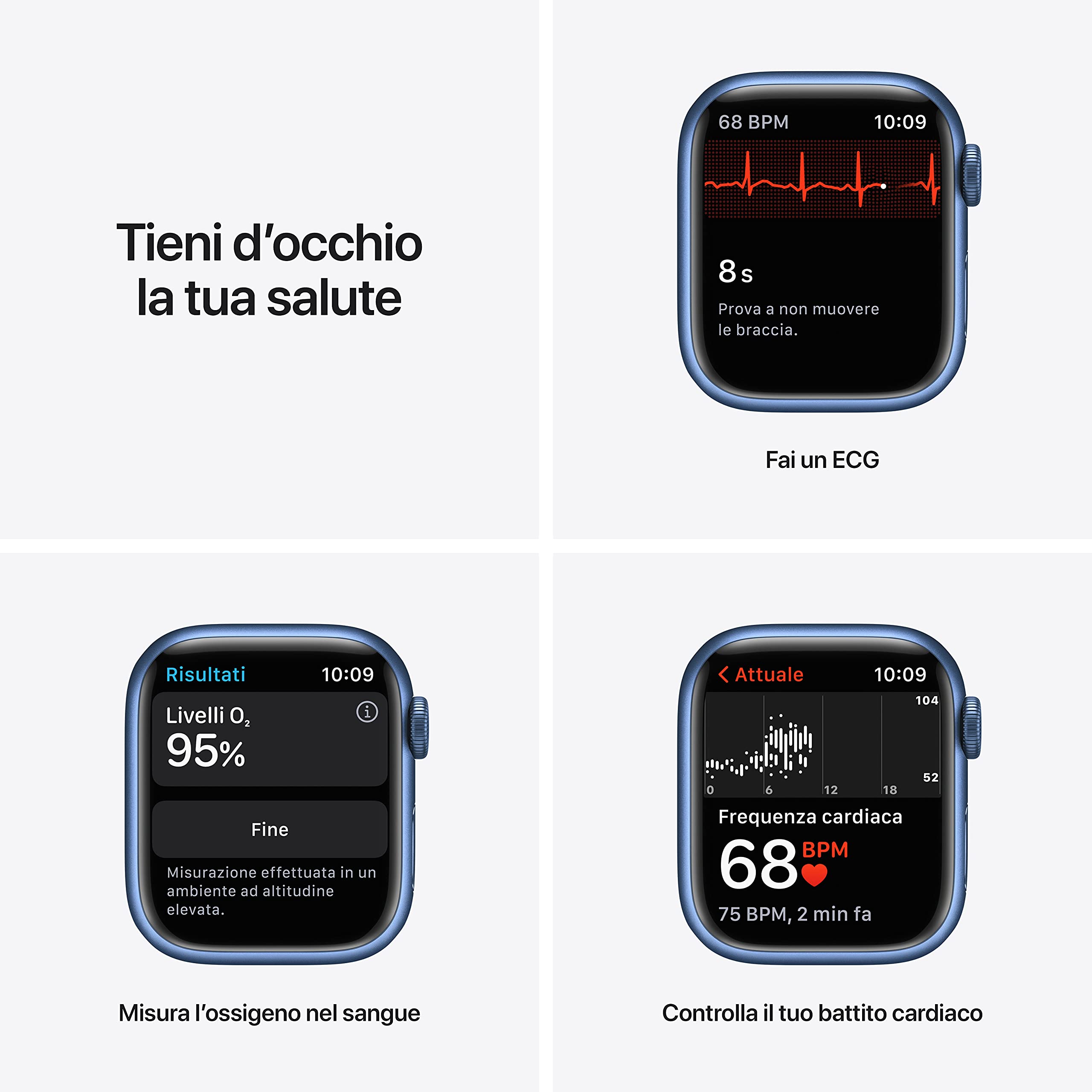 Apple Watch Series 7 41mm smartwatch GPS Cellular azzurro ECG