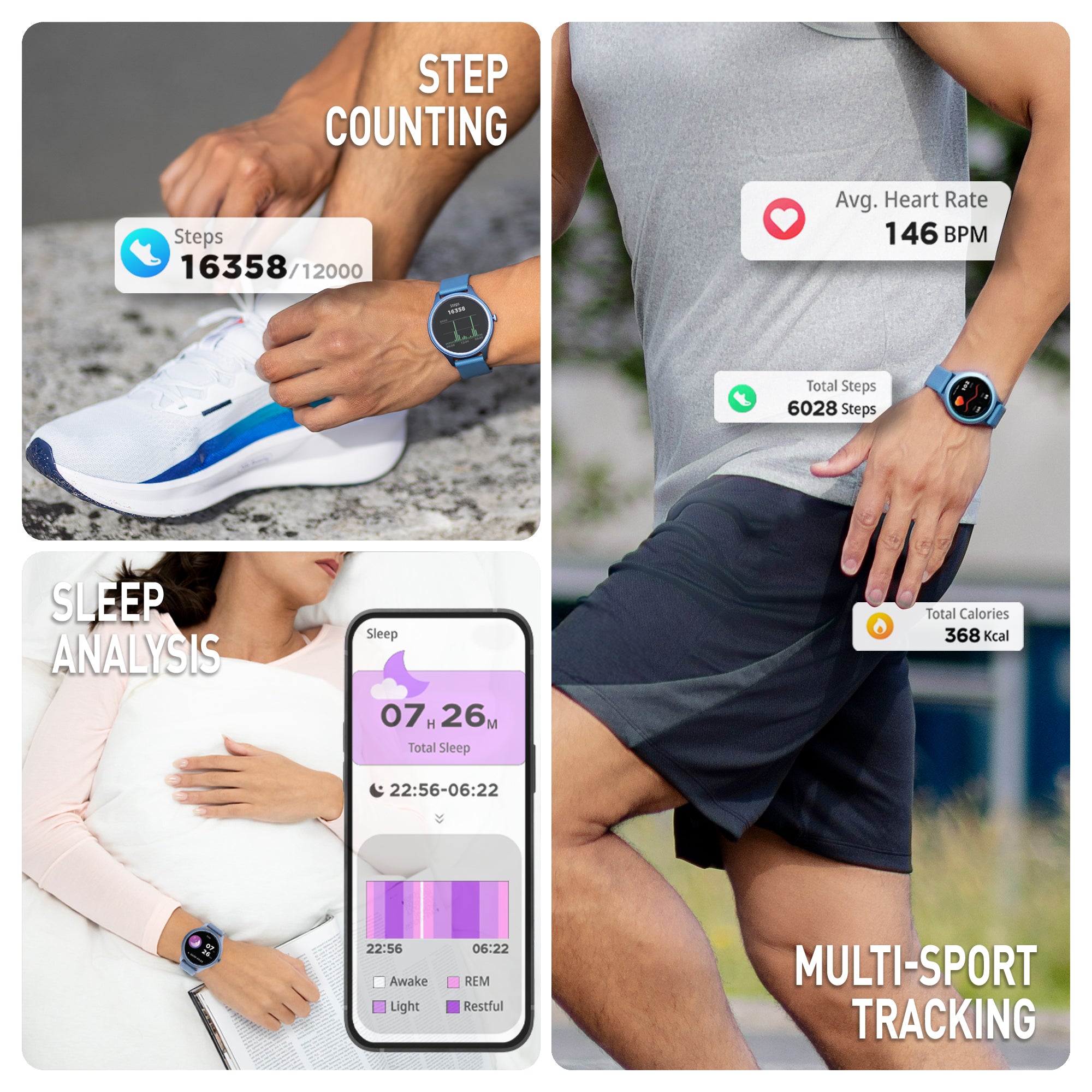 Reflex Active Spectra 300 R smartwatch AMOLED chiamate cinturino blu
