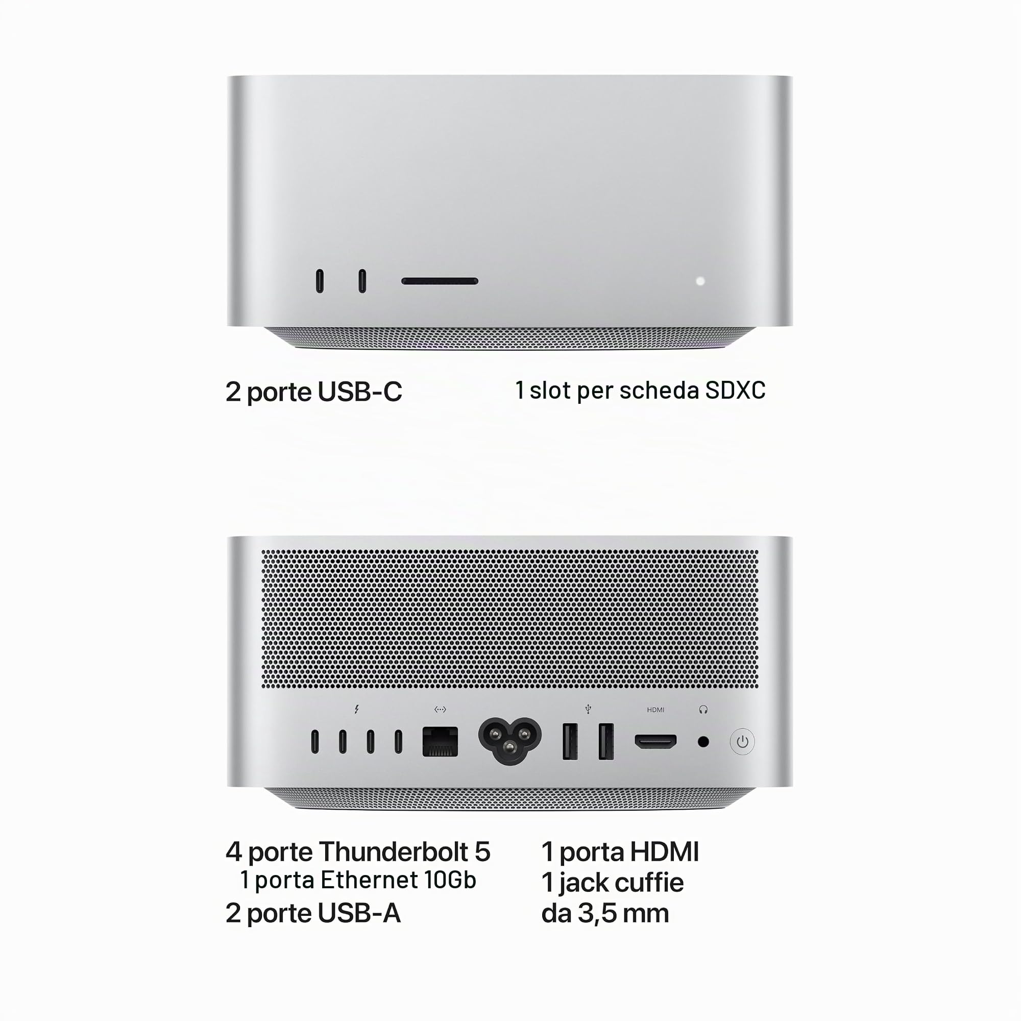 Apple Mac Studio M5 Max desktop argento chip AI