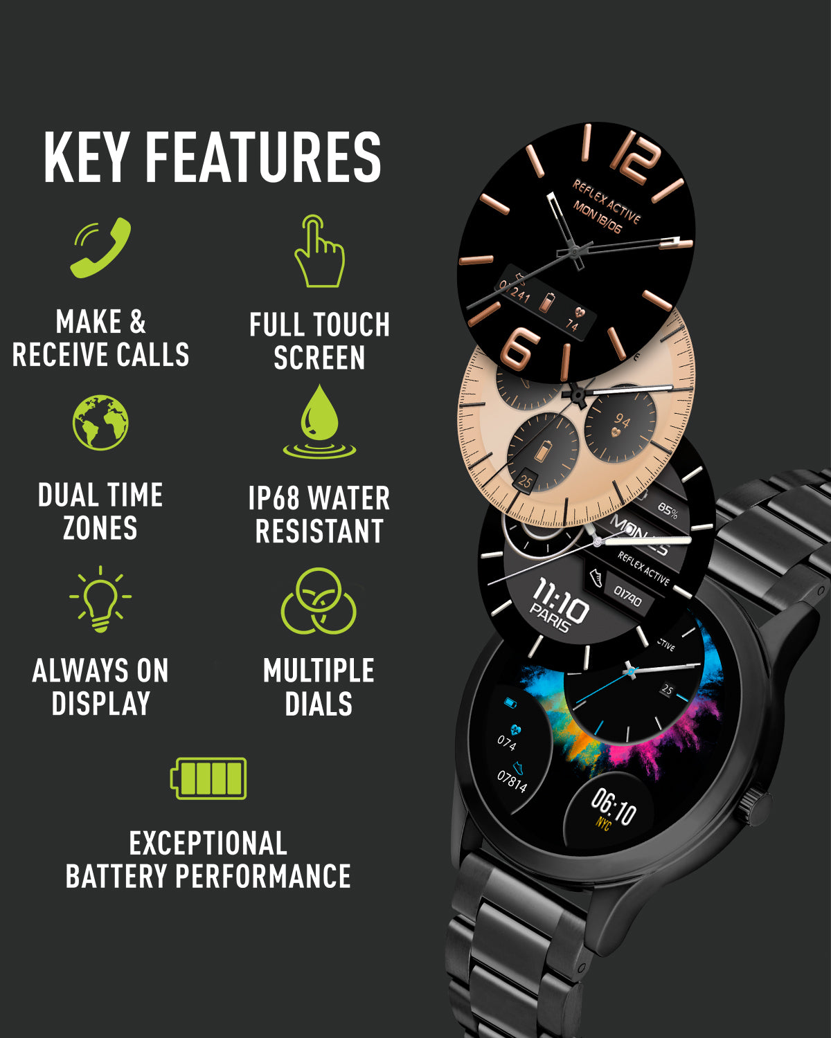 Reflex Active Spectra 300 R smartwatch nero chiamate AMOLED