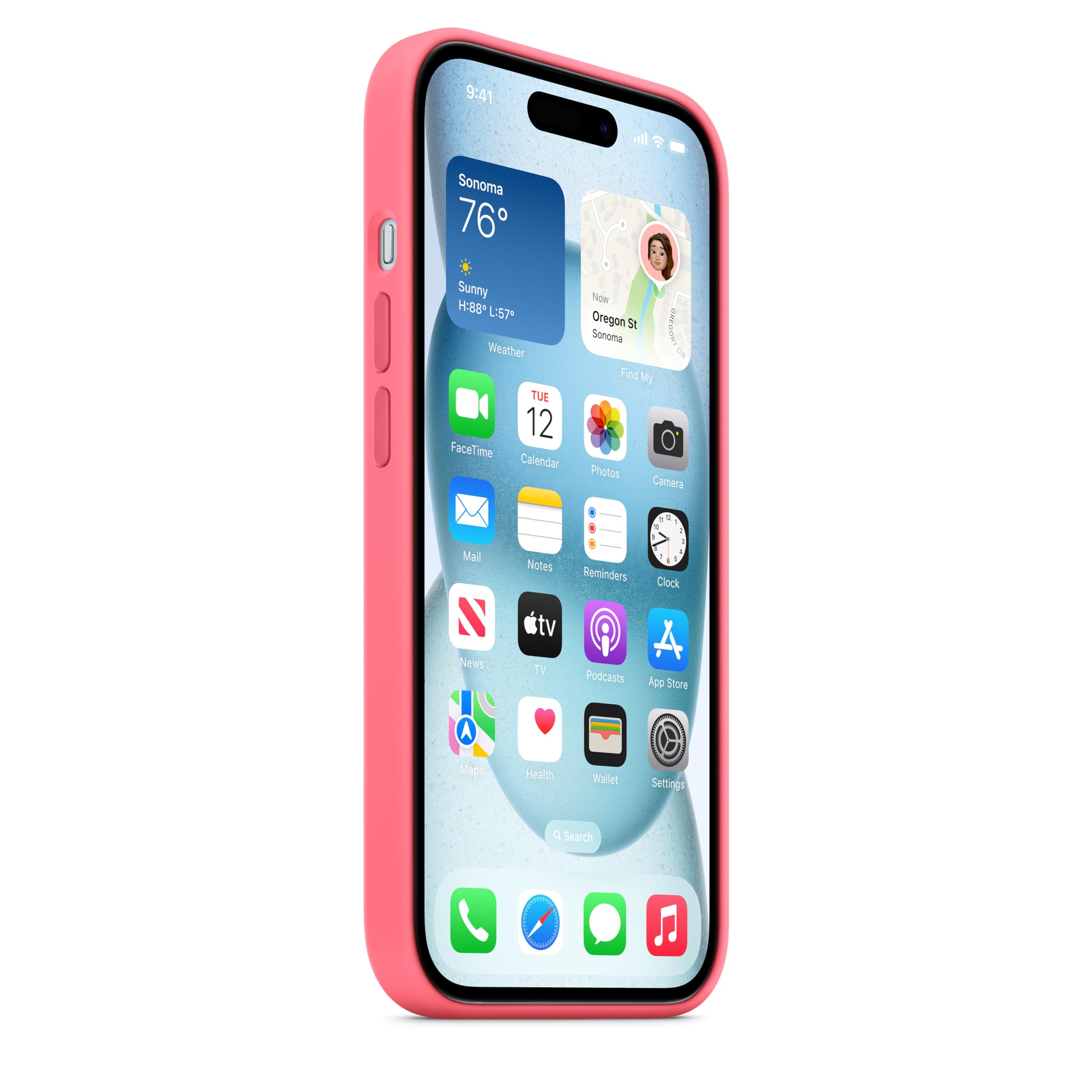 Apple iPhone 15 custodia MagSafe silicone rosa antigraffio