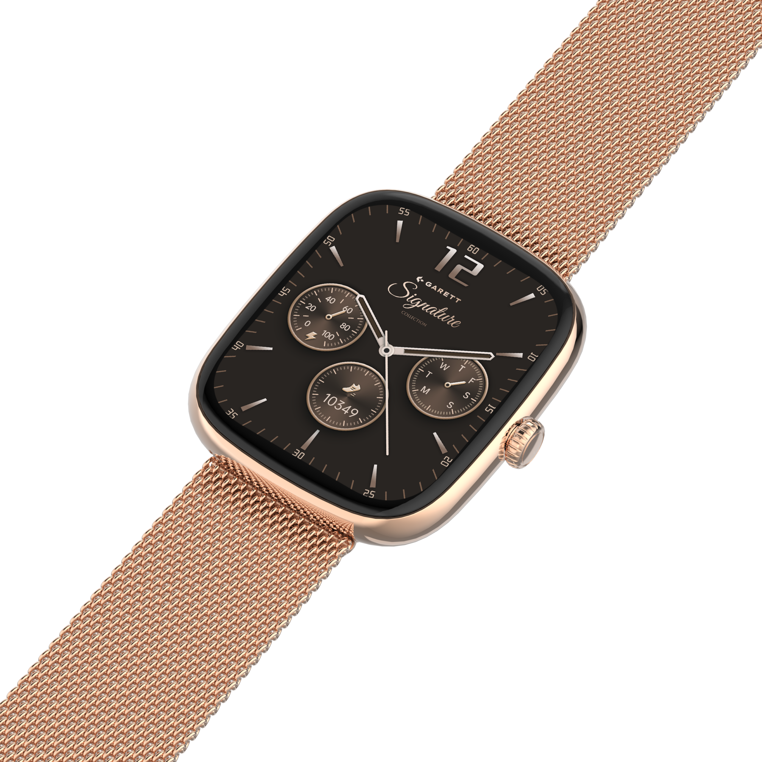 Garett Flow smartwatch oro rosa mesh AMOLED