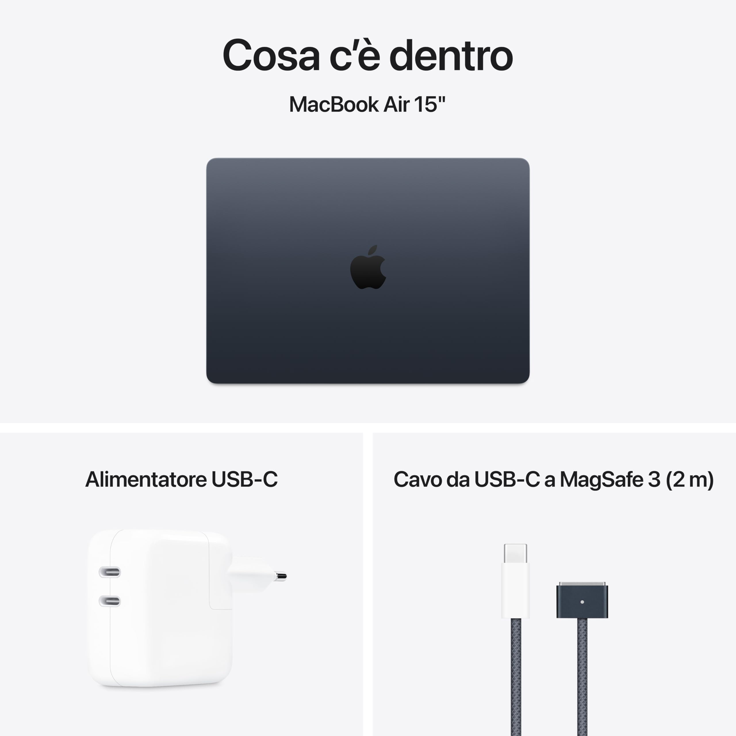 Apple MacBook Air 15 M4 2025 portatile 16/256GB Mezzanotte 18 ore