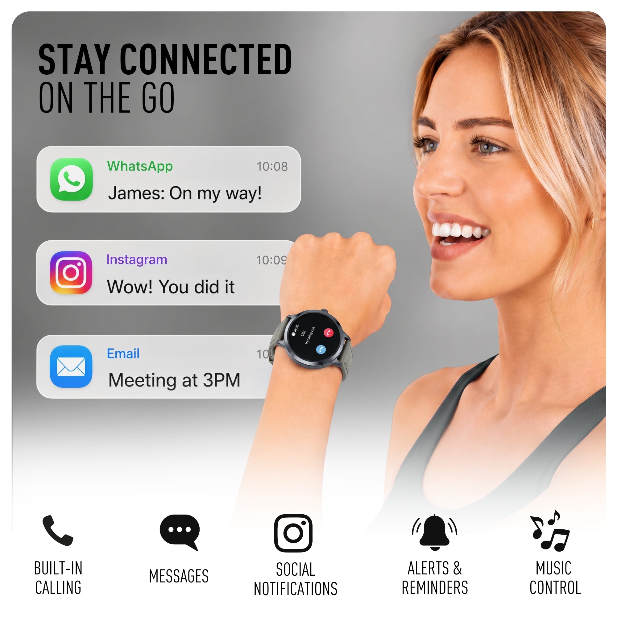 Reflex Active Spectra smartwatch grigio display AMOLED chiamate