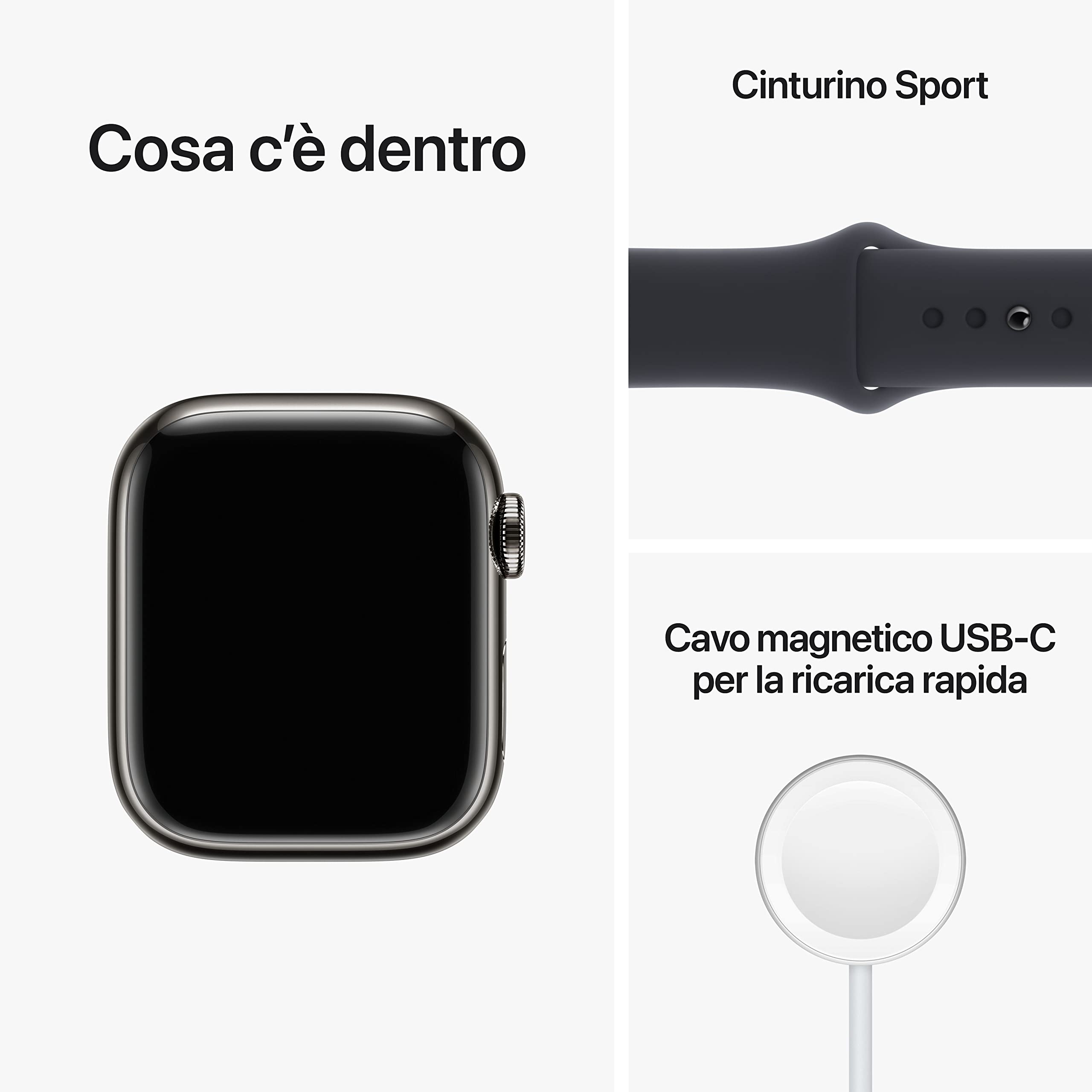 Apple Watch Series 8 GPS + Cellular 41mm smartwatch acciaio grafite