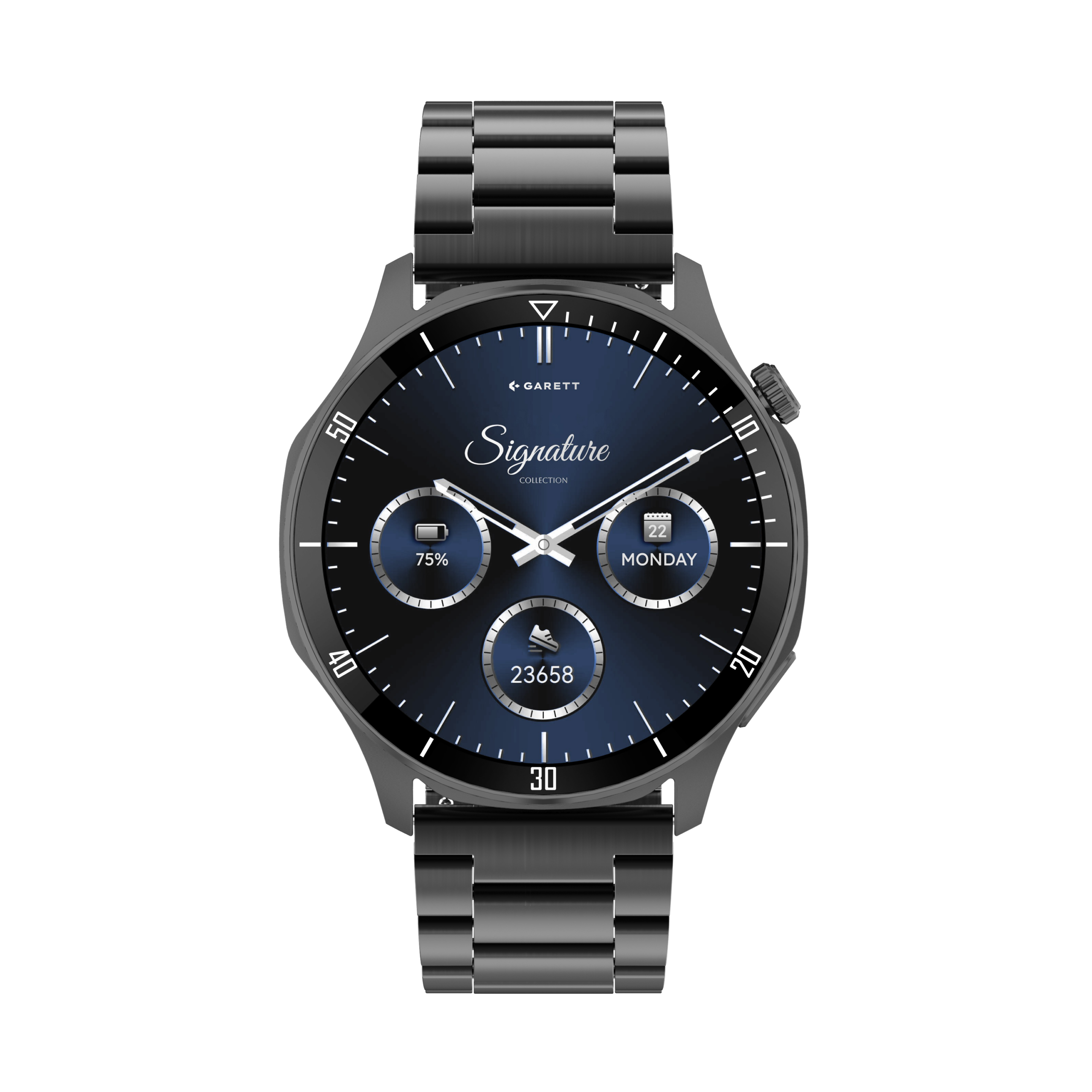 Garett Prime smartwatch nero acciaio pelle AMOLED