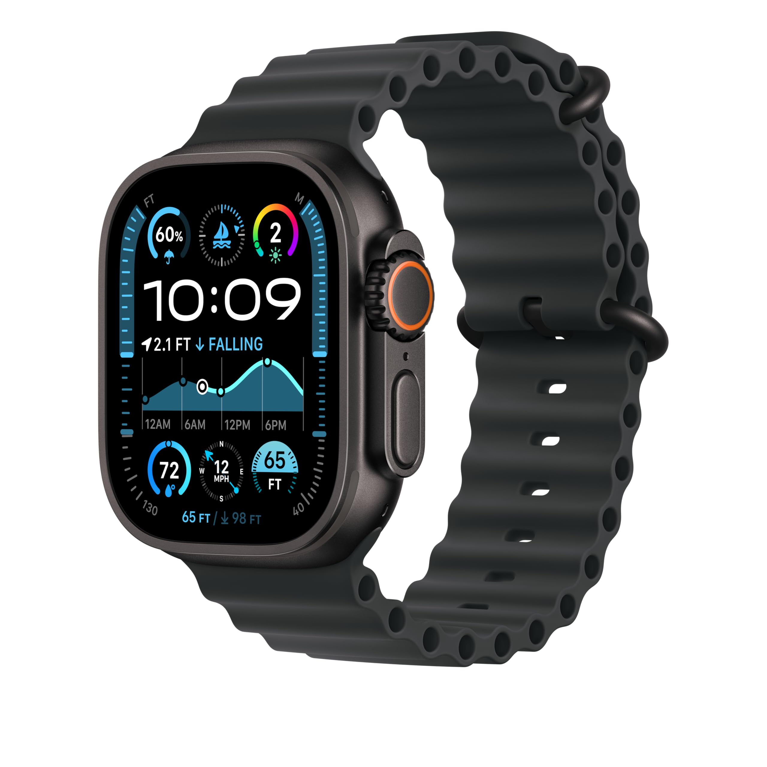Apple Watch Ocean Band 49 mm cinturino nero elastomero