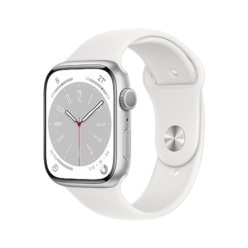 Apple Watch Series 8 GPS 45mm smartwatch argento cinturino bianco ossigeno