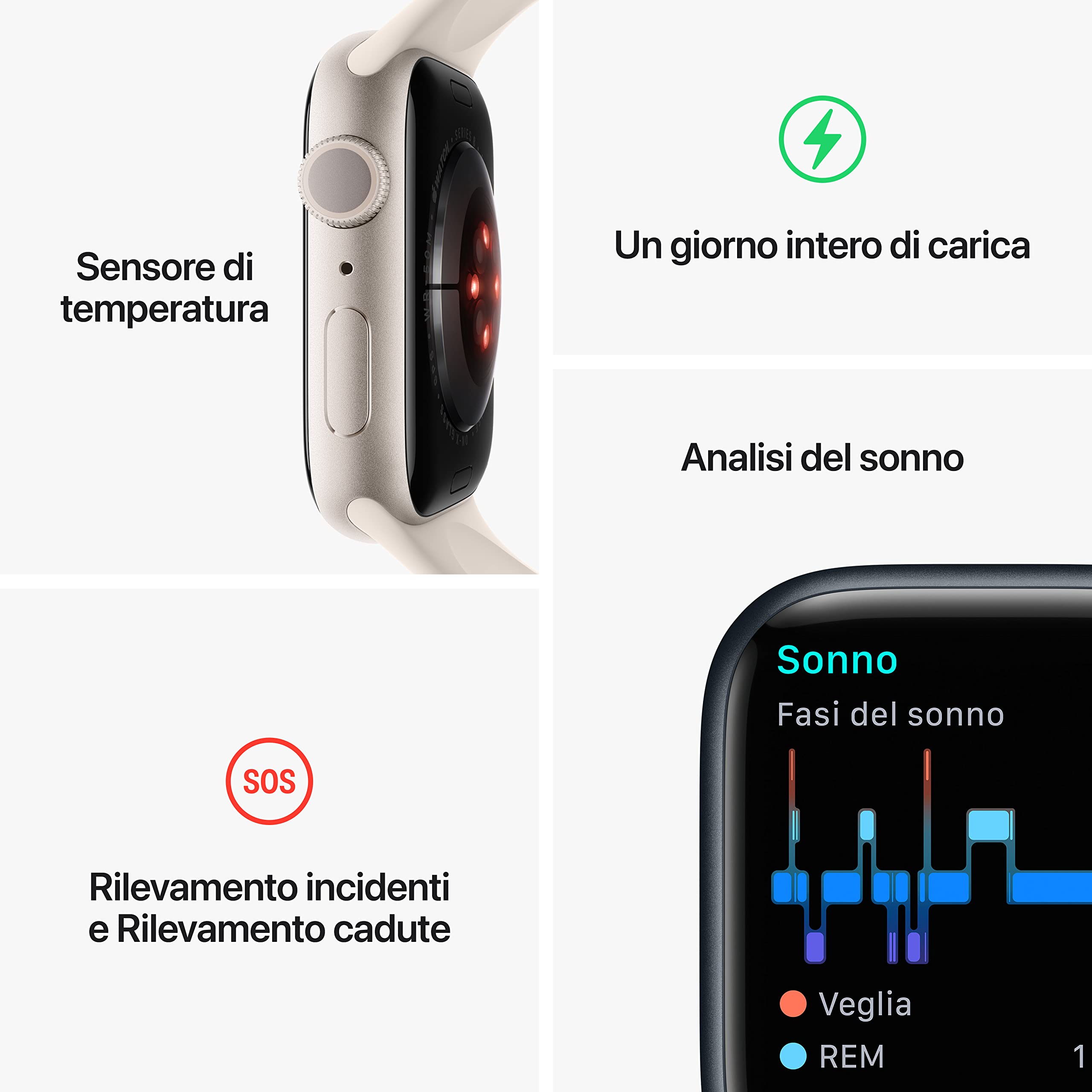 Apple Watch Series 8 GPS 41mm smartwatch argento bianco