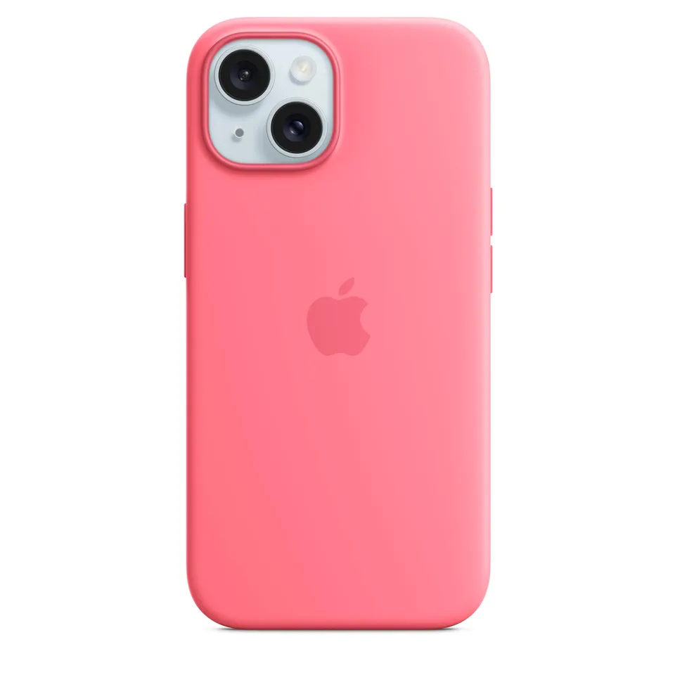 Apple iPhone 15 custodia MagSafe silicone rosa antigraffio