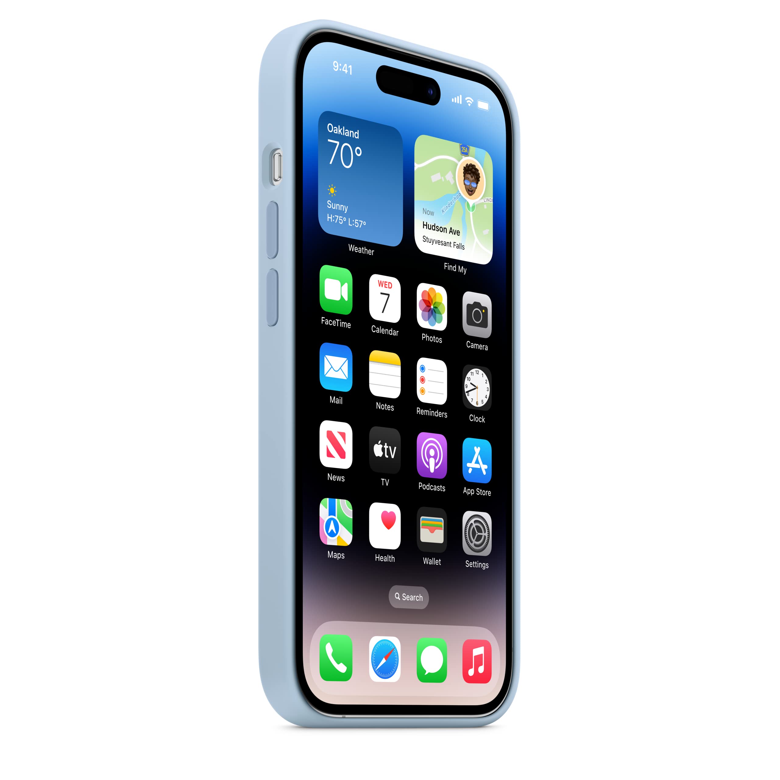 Apple iPhone 14 Pro custodia silicone blu cielo MagSafe