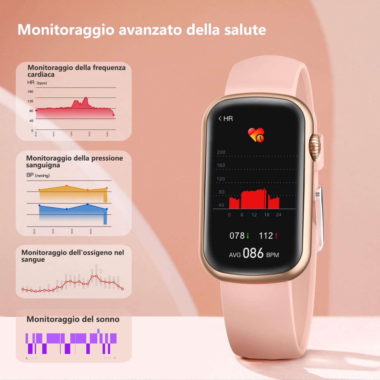 Fitvii Slim fitness tracker smartwatch pressione IP68