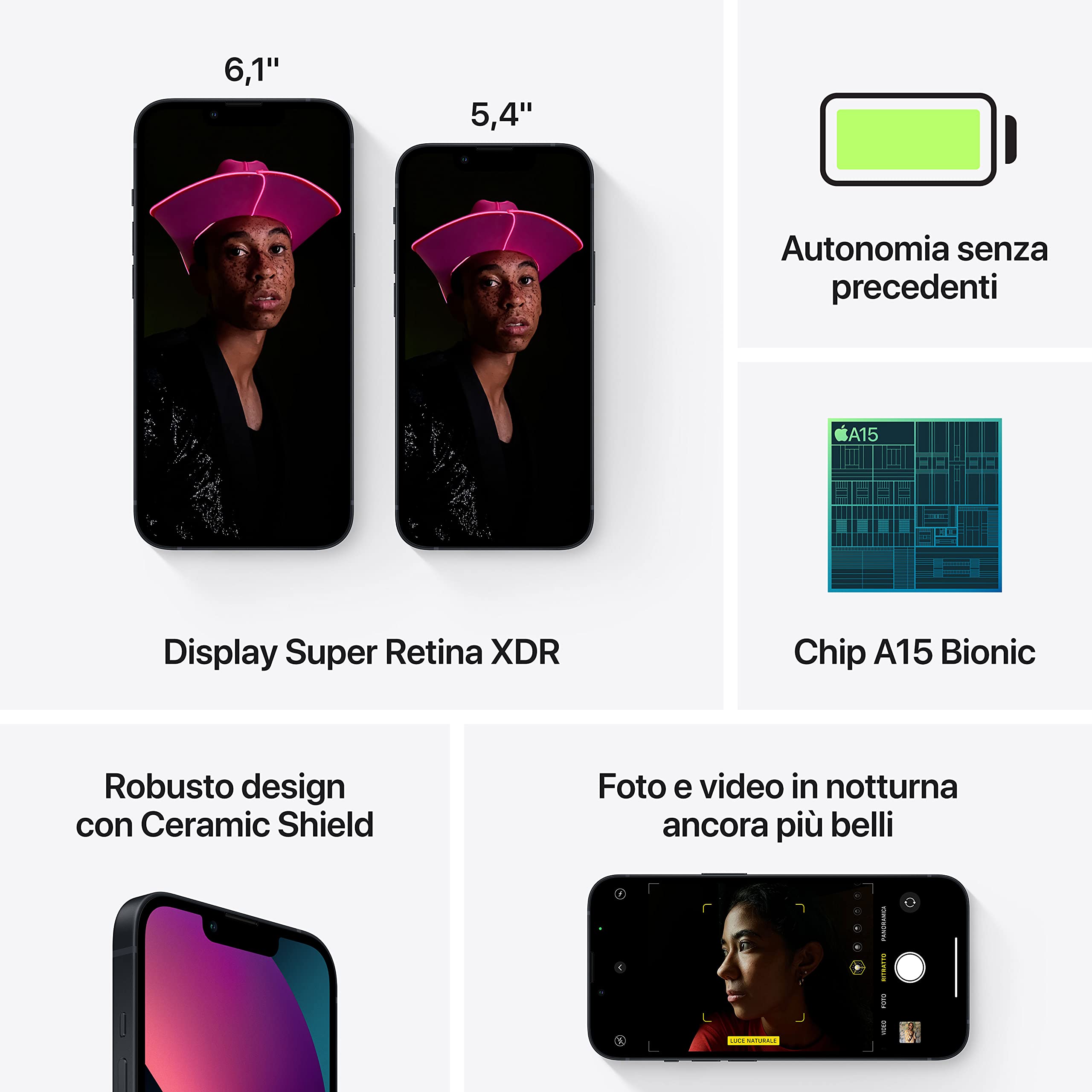 Apple iPhone 13 mini smartphone 256GB mezzanotte 5G