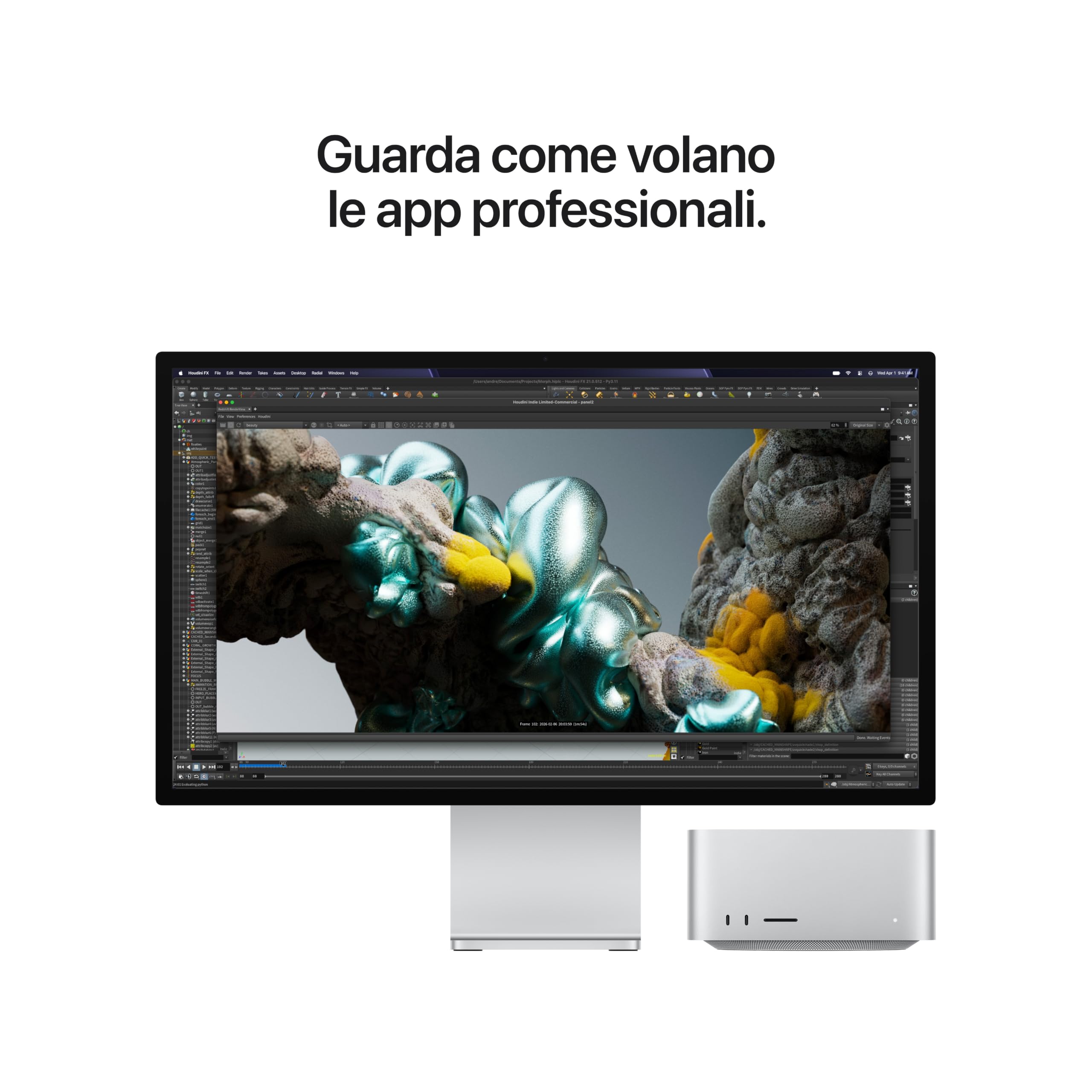 Apple Mac Studio M5 Max desktop argento chip AI