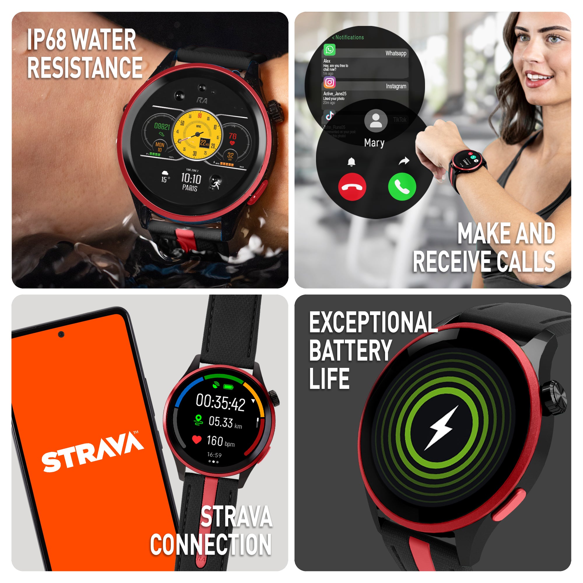 Reflex Active Venture 400 R smartwatch nero rosso AMOLED GPS