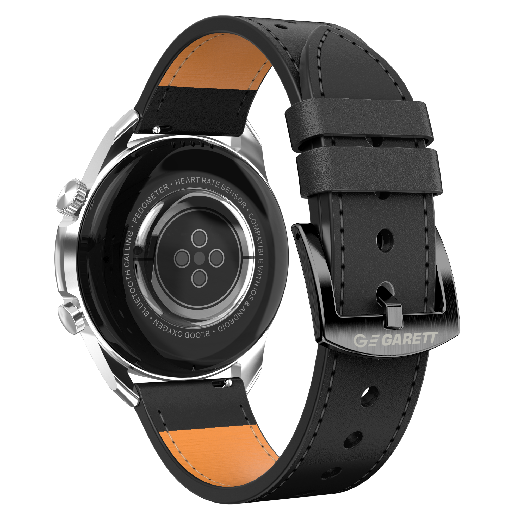 Garett V10 smartwatch pelle argento-nero AMOLED