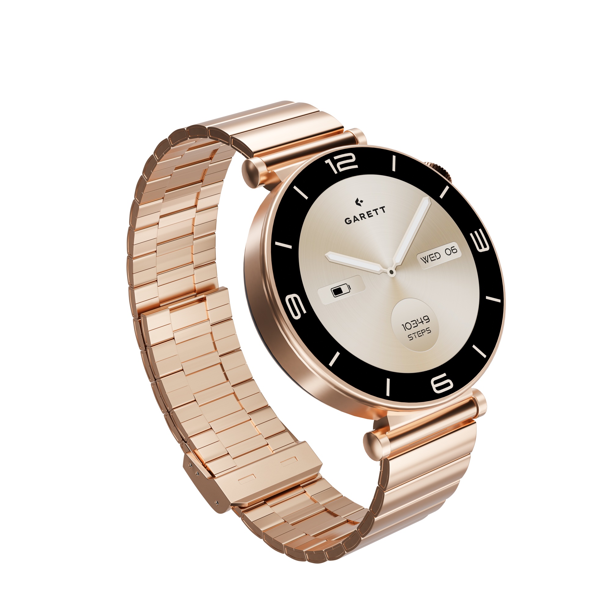 Garett Rose smartwatch oro rosa AMOLED bracciale+pelle