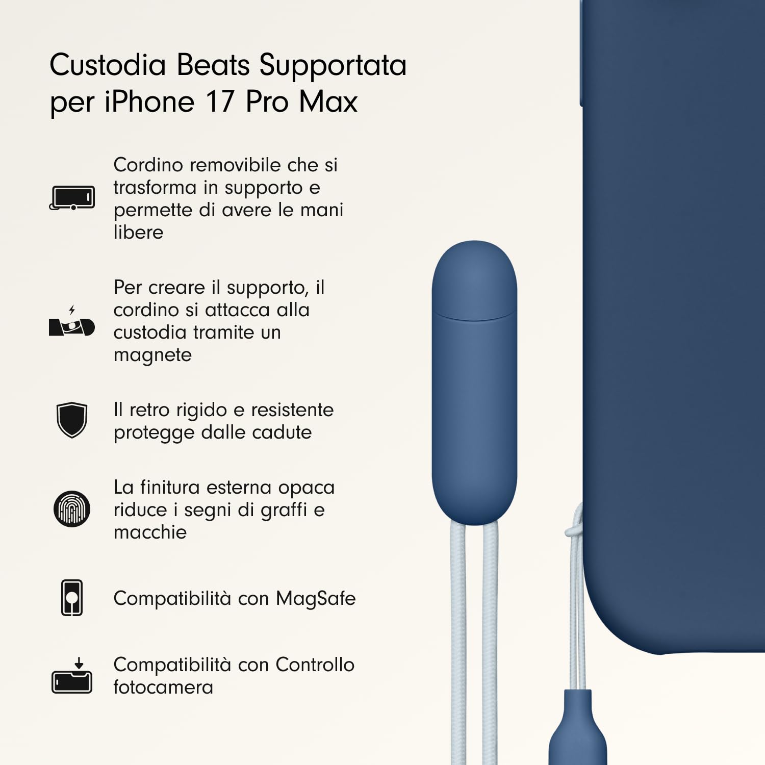 Beats Custodia iPhone 17 Pro Max MagSafe Blu roccia madre