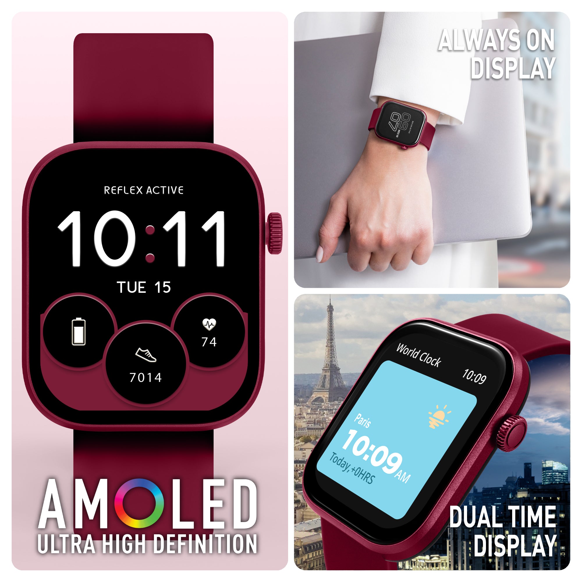 Reflex Active Spectra 300 S smartwatch AMOLED berry GPS